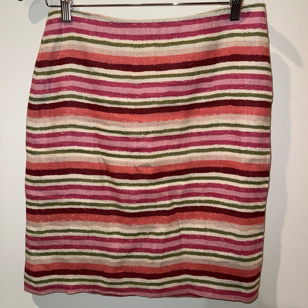 Talbots Striped Pink, Green & Red Cotton Pencil Skirt Size 4